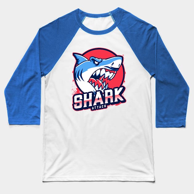 Shark Attack Baseball T-Shirt by Dead Presidents Studio